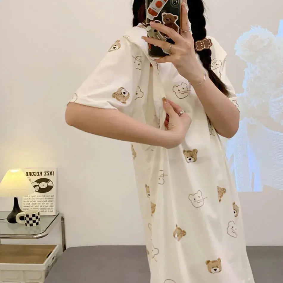 Maternity Clothings Nursing Dresses Breastfeeding Sleepwear Pattern Printing Cheerful and Lively Girl Feeling for Pregnant Women Nova Trendz