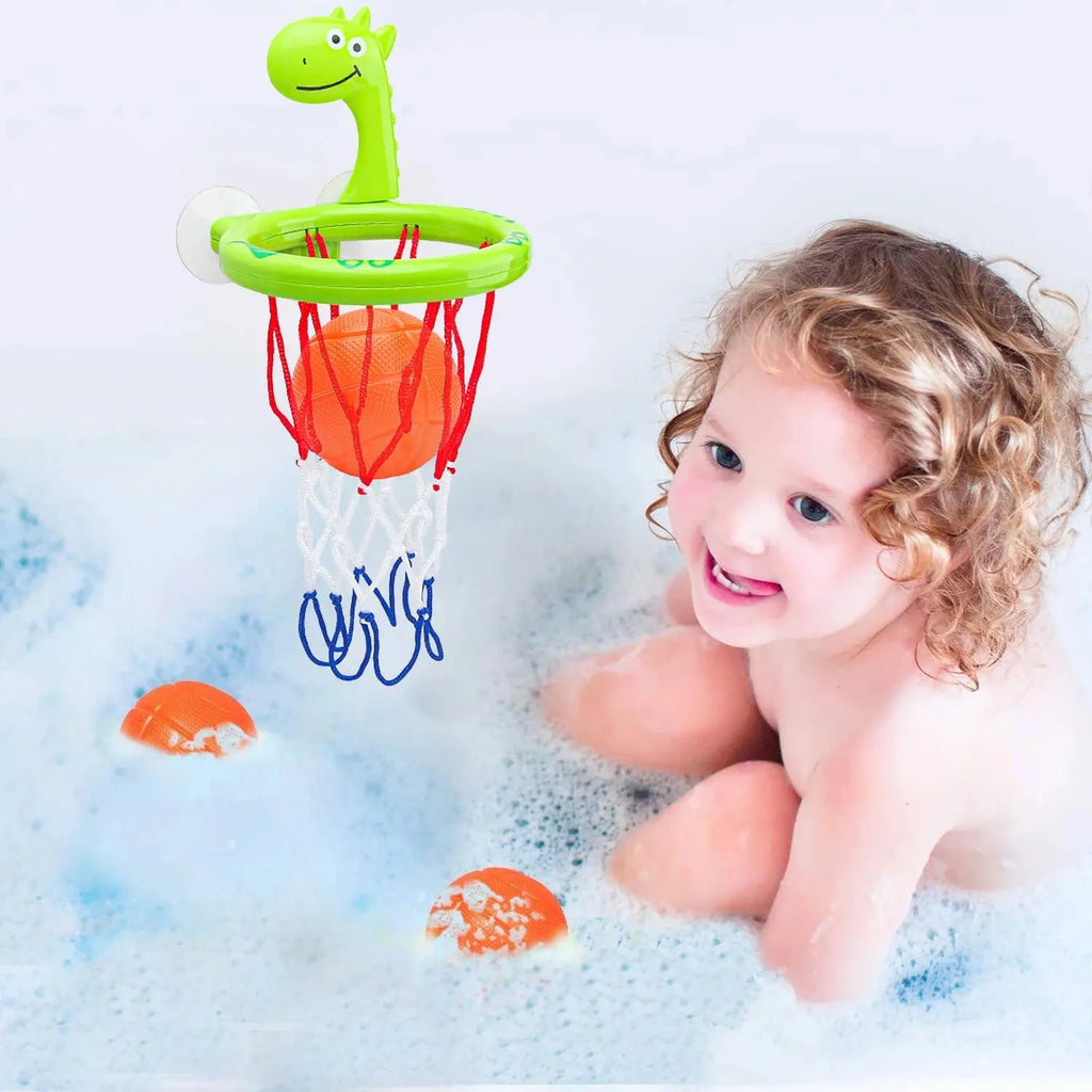 Baby Bath Toy Children Water Play Toys Set Bathroom Bathtub Suction Cup Shooting Basketball Hoop with 3 Balls Bath Toys for Kids - Nova Trendz