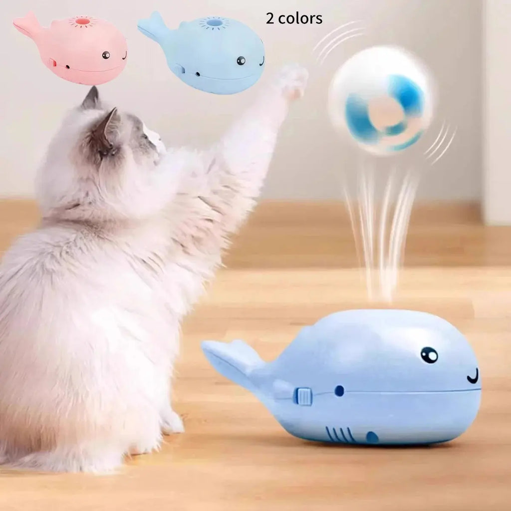 Interactive Cat Toys Electric Jet Floating Ball Cat Toy Whale Shaped Cat Toy Portable USB Dual Function Fan Pet Toy for Teaser Nova Trendz