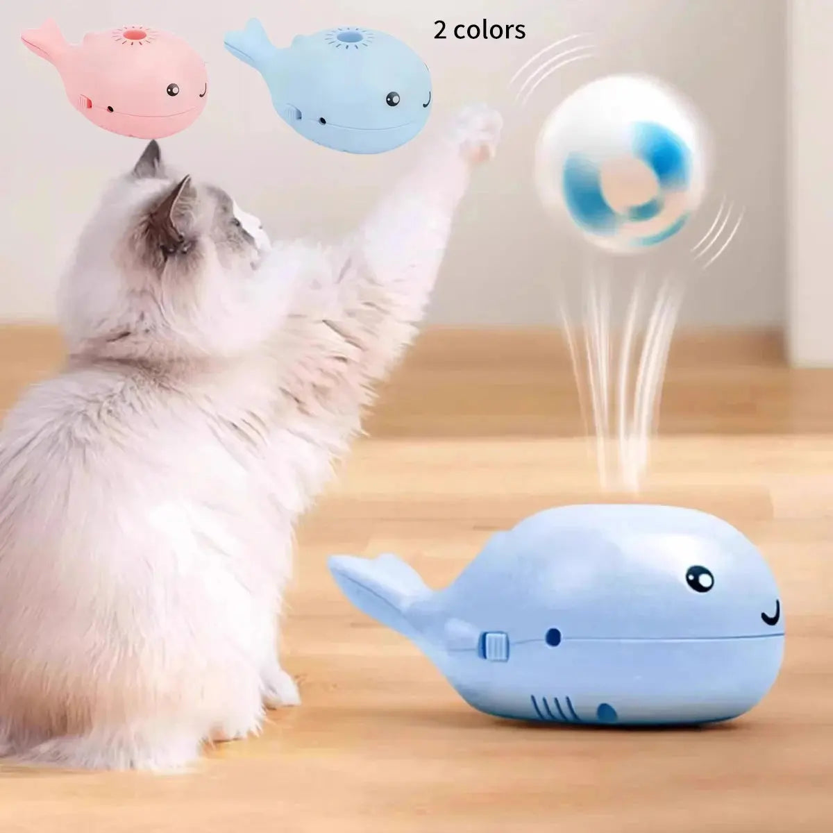 Interactive Cat Toys Electric Jet Floating Ball Cat Toy Whale Shaped Cat Toy Portable USB Dual Function Fan Pet Toy for Teaser Nova Trendz