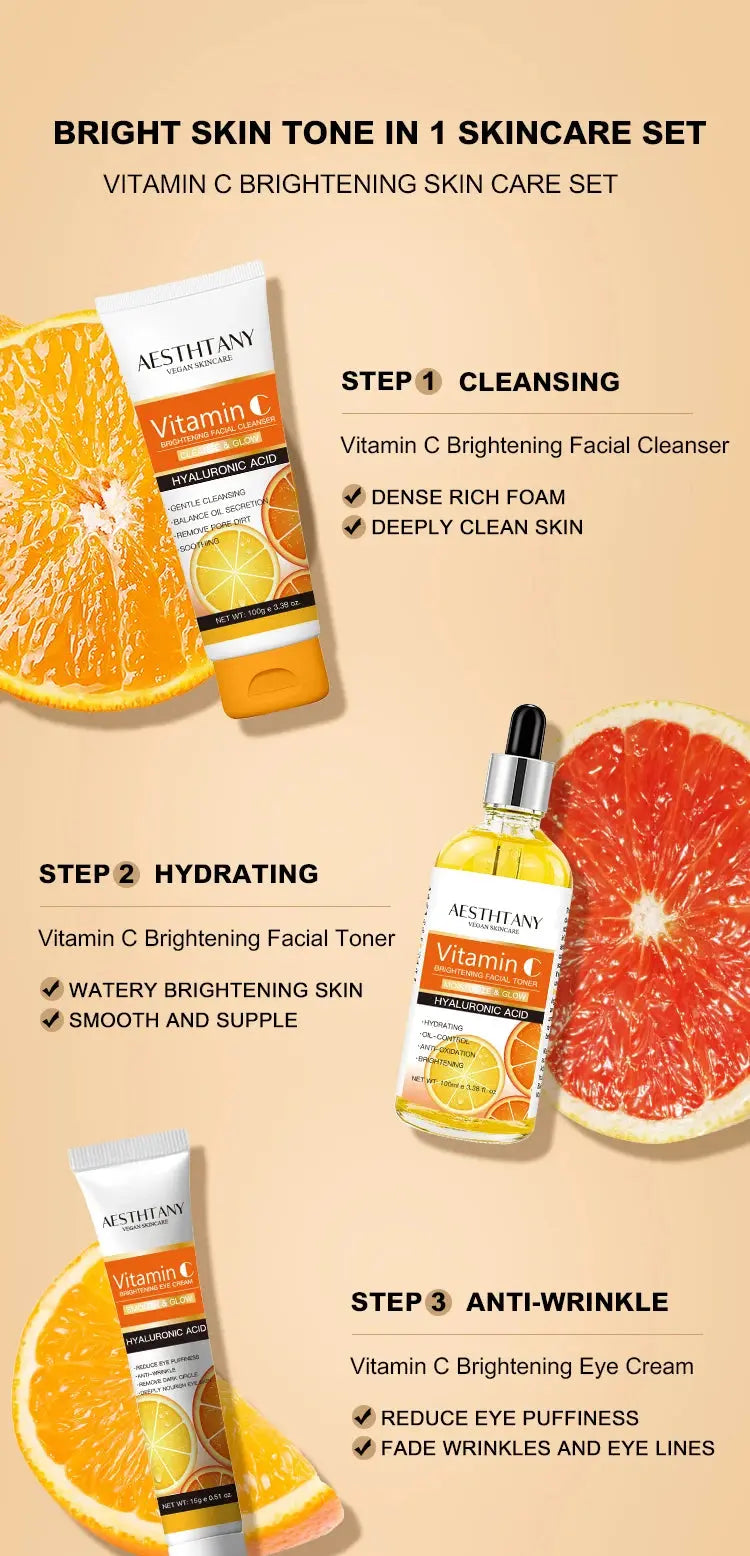 Natural Vitamin C Skin Care Set Moisturizing Hyaluronic Acid Skin Care Kit 5PCS Women Beauty Set Nova Trendz