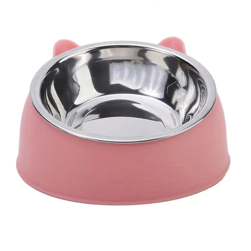 1pc Cat Bowl Lovely Creative Inclined Kitten Puppy Food Feeding Bowls Stainless Steel Cats Drinking Feeder Pet Dogs Cats Feeders - Nova Trendz