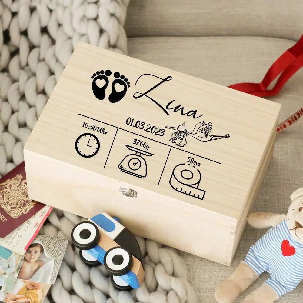 Custom Baby Wooden Memory Box Newbron Shower Gift Personalized Infant  Keepsake Box Baby Birth Stats Box Umbilical Cord Box Nova Trendz