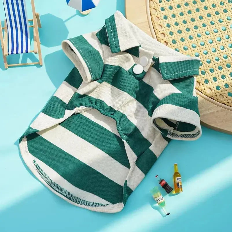 Summer Dog Clothes Fashion Simple Striped Dog Shirts Chihuahua French Bulldog Soft Vest Puppy Outfit Apparel Pet Costume - Nova Trendz