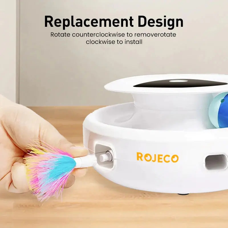 ROJECO 2 in 1 Smart Cat Toys Automatic Feather Fun Ball Toy Set For Cat Dog 5 Modes Electronic Interactive Pet Toy Accessories - Nova Trendz