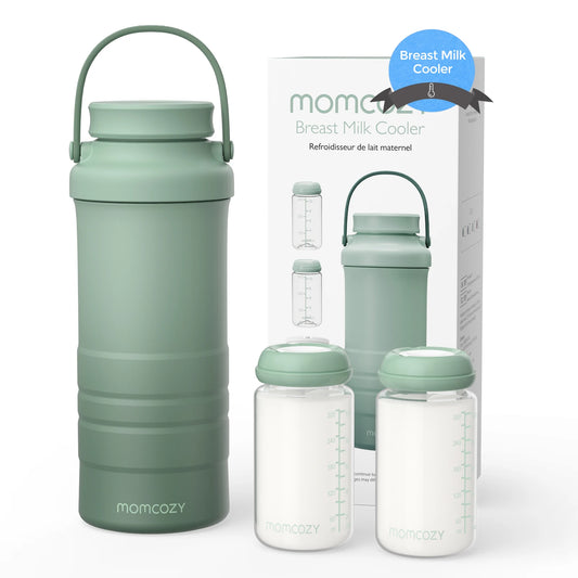 Momcozy 22oz Portable Breast Milk Cooler for Outdoor, 360°Total Cooling for 24Hours, Larger Capacity with 2pcs Baby Bottles