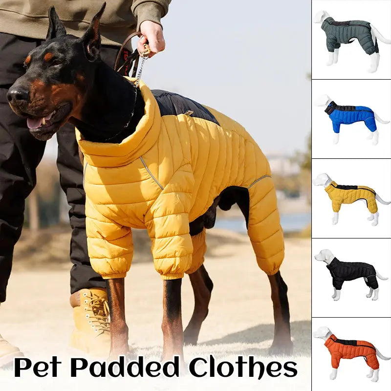 Dog Thicken Cotton-padded Coat Pet Warm Down Jacket Windproof 4 Legs Pet Outfit Winter Greyhound Husky Corgi Chihuahua Clothes - Nova Trendz