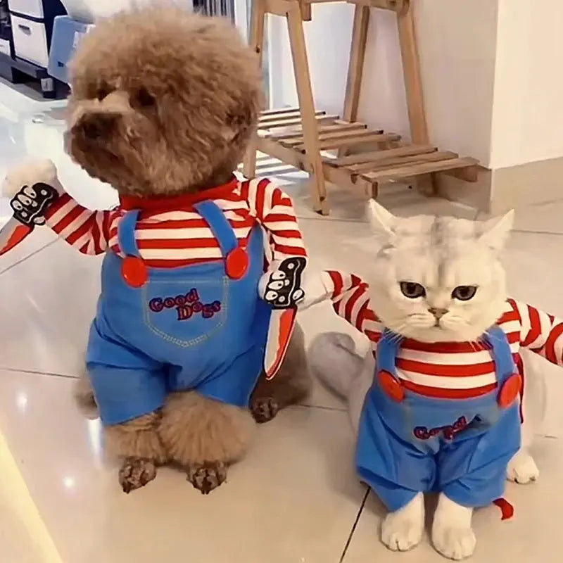 Funny Cat Clothes Halloween Cosplay Costumes For Small Medium Dog Cats Creative Pet Party Kitten Jumpsuits Soft Warm Cat Coat - Nova Trendz