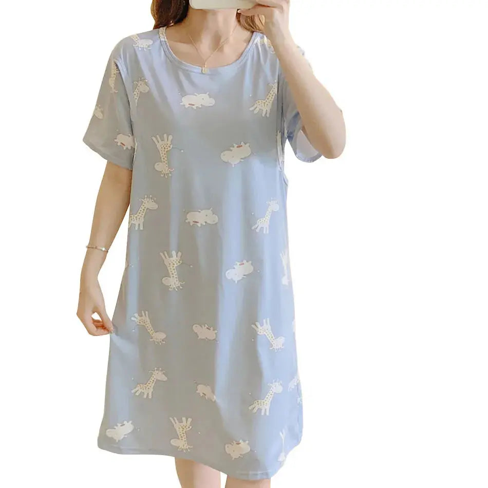 Maternity Clothings Nursing Dresses Breastfeeding Sleepwear Pattern Printing Cheerful and Lively Girl Feeling for Pregnant Women Nova Trendz