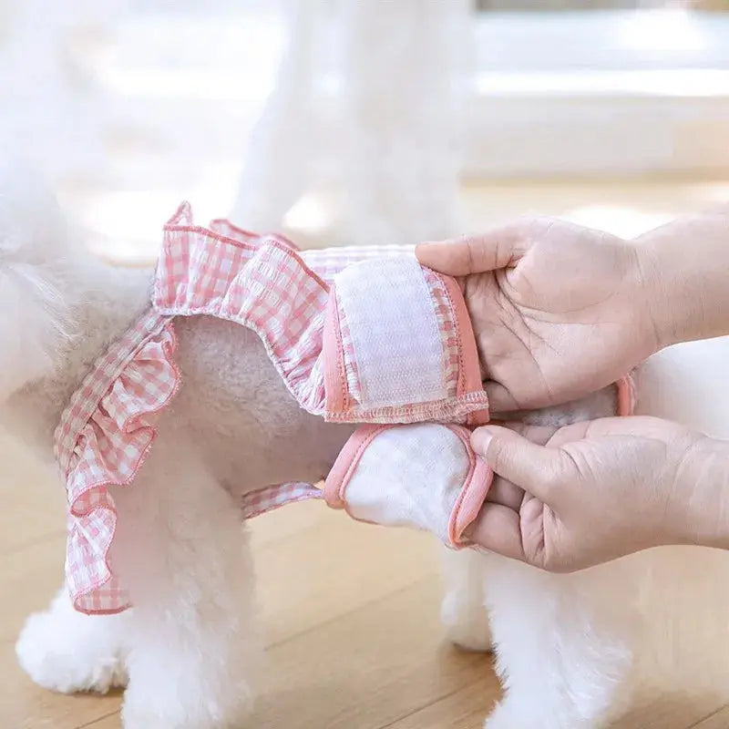 Washable Female Dog Diapers Suspenders Plaid Pet Physiological Pants Dog Shorts for Small Dogs Pet Products Cute Dog Underwear Nova Trendz