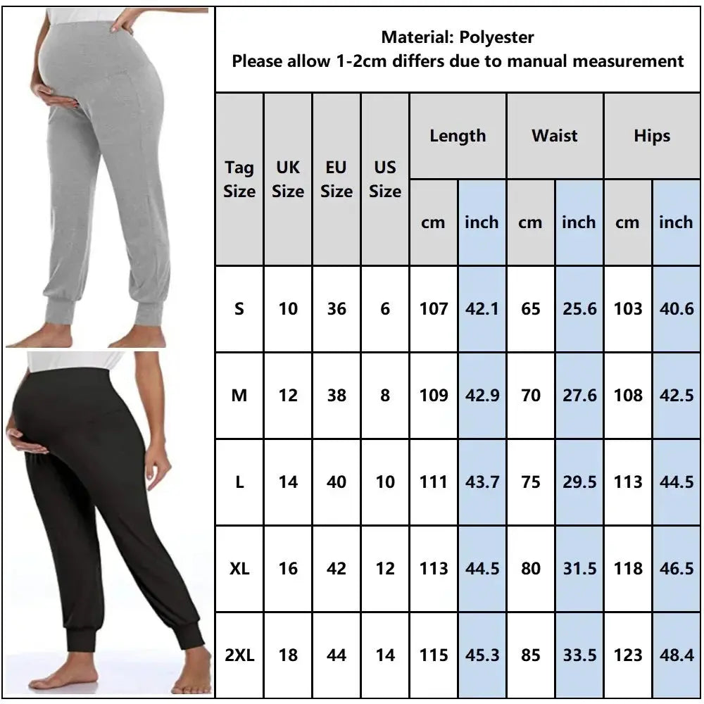 Spring Maternity Women's Casual Pants Premama Solid High Waist Strechy Lounge Trousers For Pregnant Women Joggers With Pockets Nova Trendz