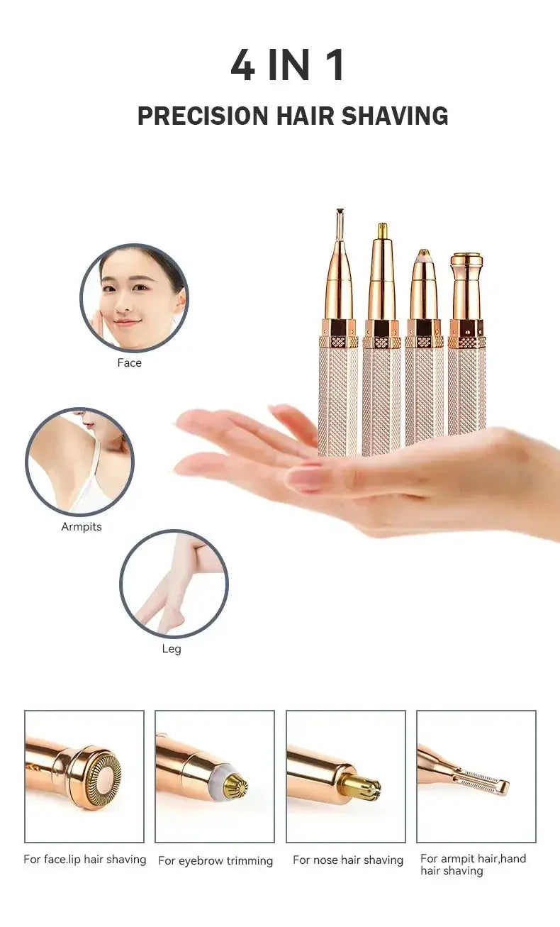 4 In1 Electric Full Body Epilator Facial Shaver for Women Painless Eyebrow Nose Leg Armpit Hair Epilator Bikini Trimmer Portable Nova Trendz