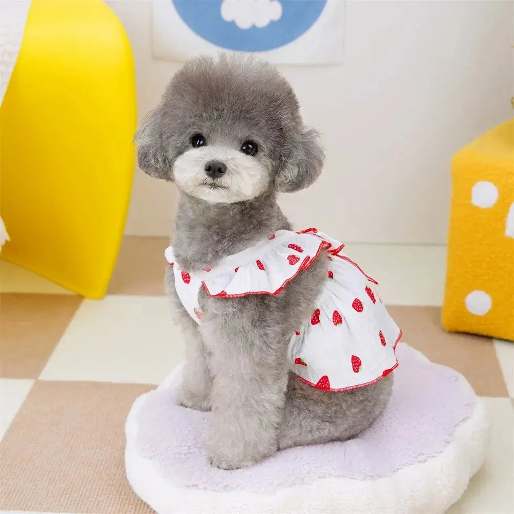 Strawberry Pattern Summer Dress for Dog Pet Clothing Dog Suspender Skirt Cats Puppy Cute Dog Costume Supplies - Nova Trendz