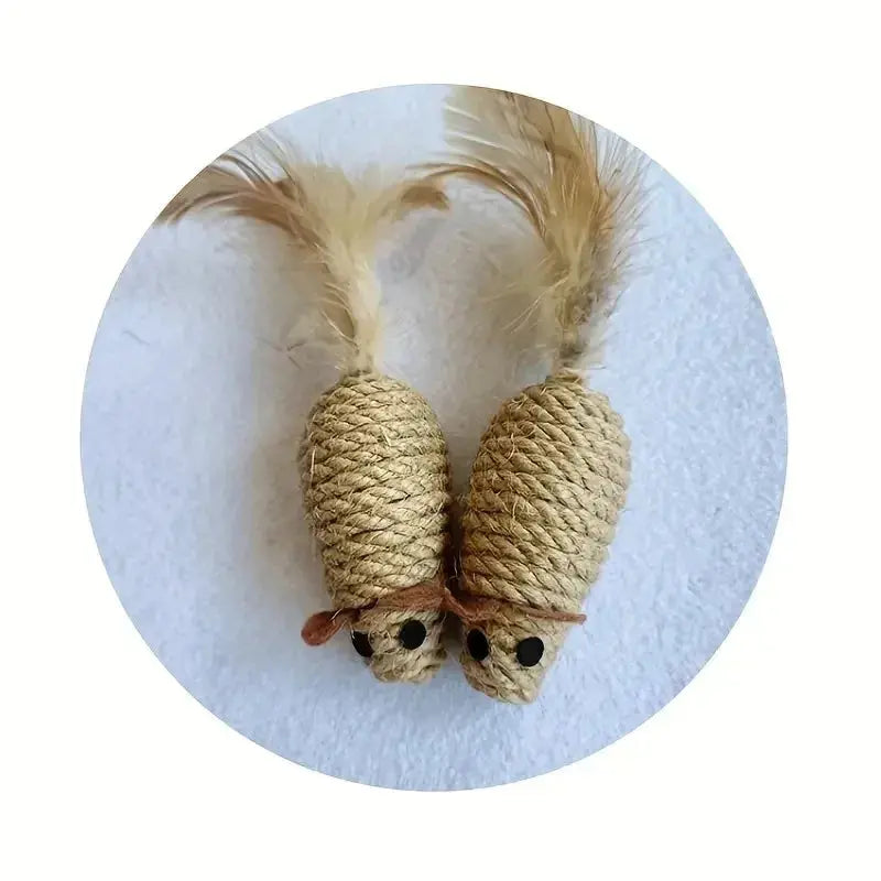 1/4pcs Sisal False Mouse Cat Toy Bite Resistance Stuffed Toy Interactive Cat Toy Simulation Mice Kitten Self-Playing Plush Toys - Nova Trendz