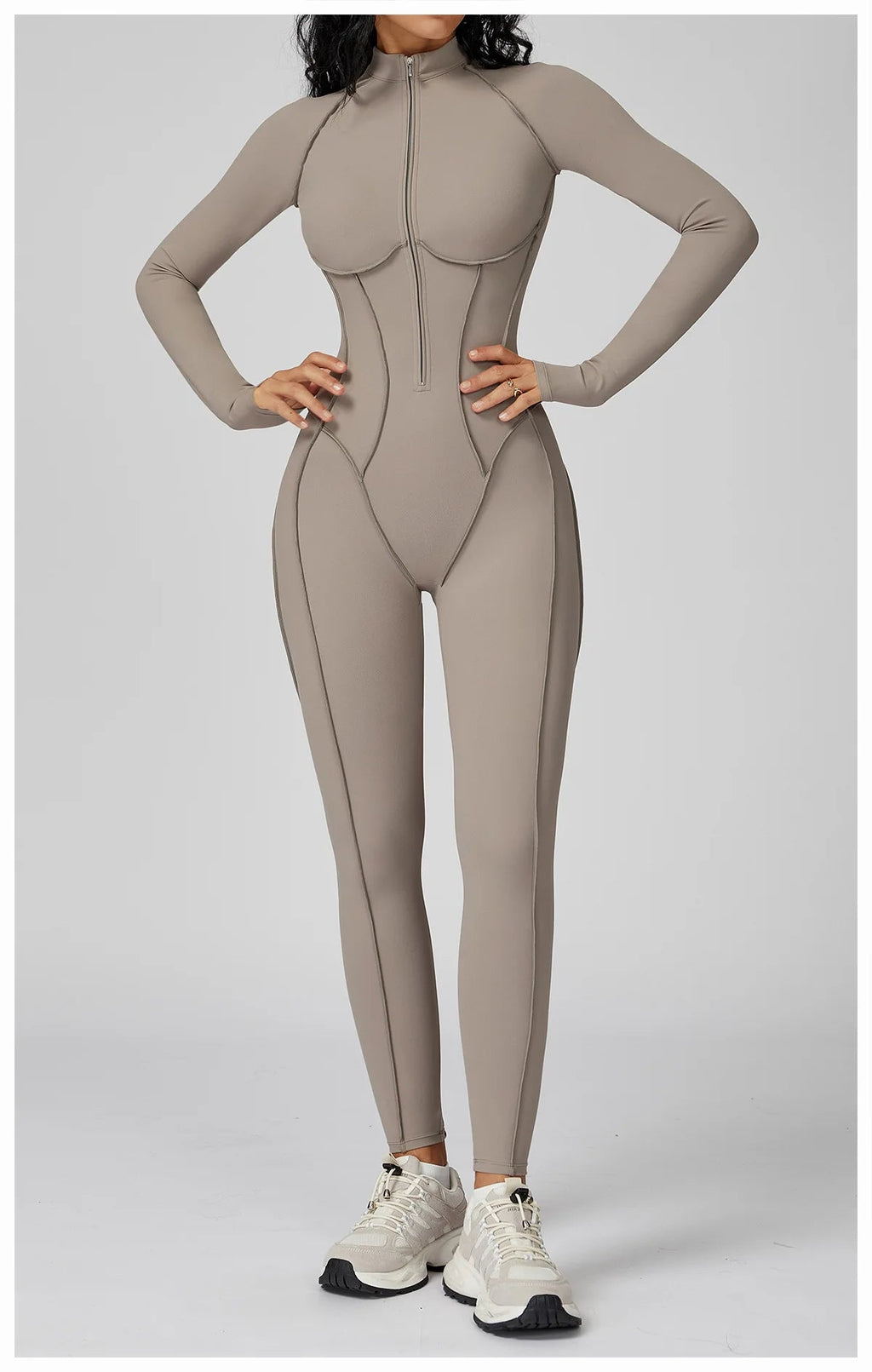 Yoga Bodysuit Long Sleeved Women's Tracksuits Gym Zipper Jumpsuits Sports Workout High-intensity Fitness One-piece Tights Suit Nova Trendz