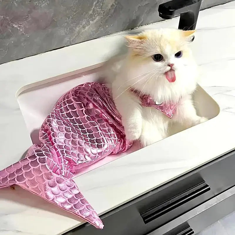 Cat Mermaid Crossdressing Funny Swimsuit Fish Tail Shape Cute Bikini Dog Pet Clothes Pet Halloween Costume Cats Clothes - Nova Trendz