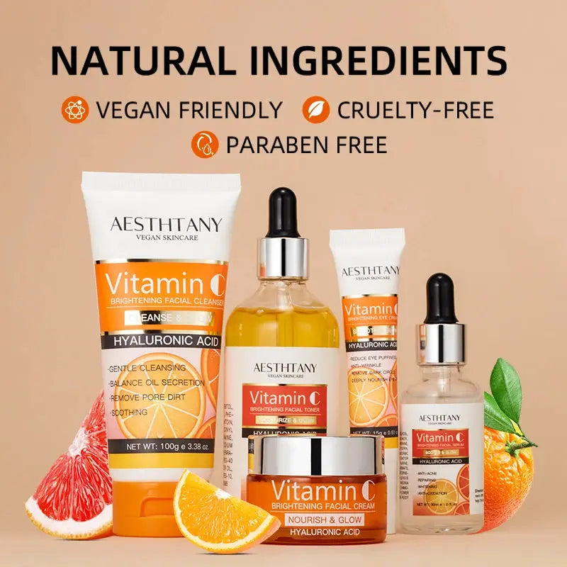 Natural Vitamin C Skin Care Set Moisturizing Hyaluronic Acid Skin Care Kit 5PCS Women Beauty Set Nova Trendz