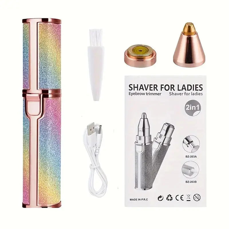 Starry Sky 2-in-1 USB Charging Shaver Portable Shaver Painless Automatic Eyebrow Shaving Facial Hair Removal for Women Beauty Nova Trendz