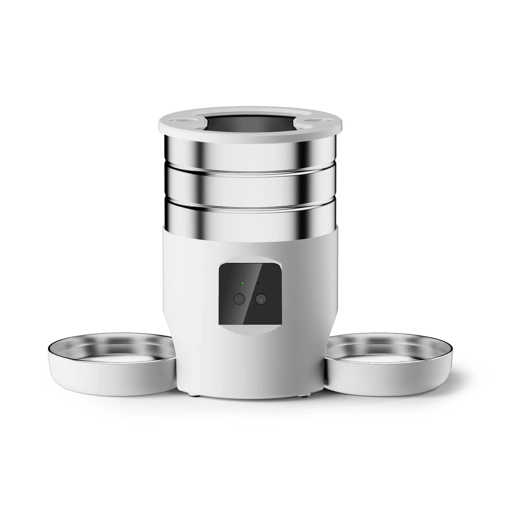4.5L Button WiFi Automatic Cat Feeder Includes Two Stainless Steel Bowls Smart Pet Cat and Dogs Food Dispenser Feeder Pet Feeder - Nova Trendz