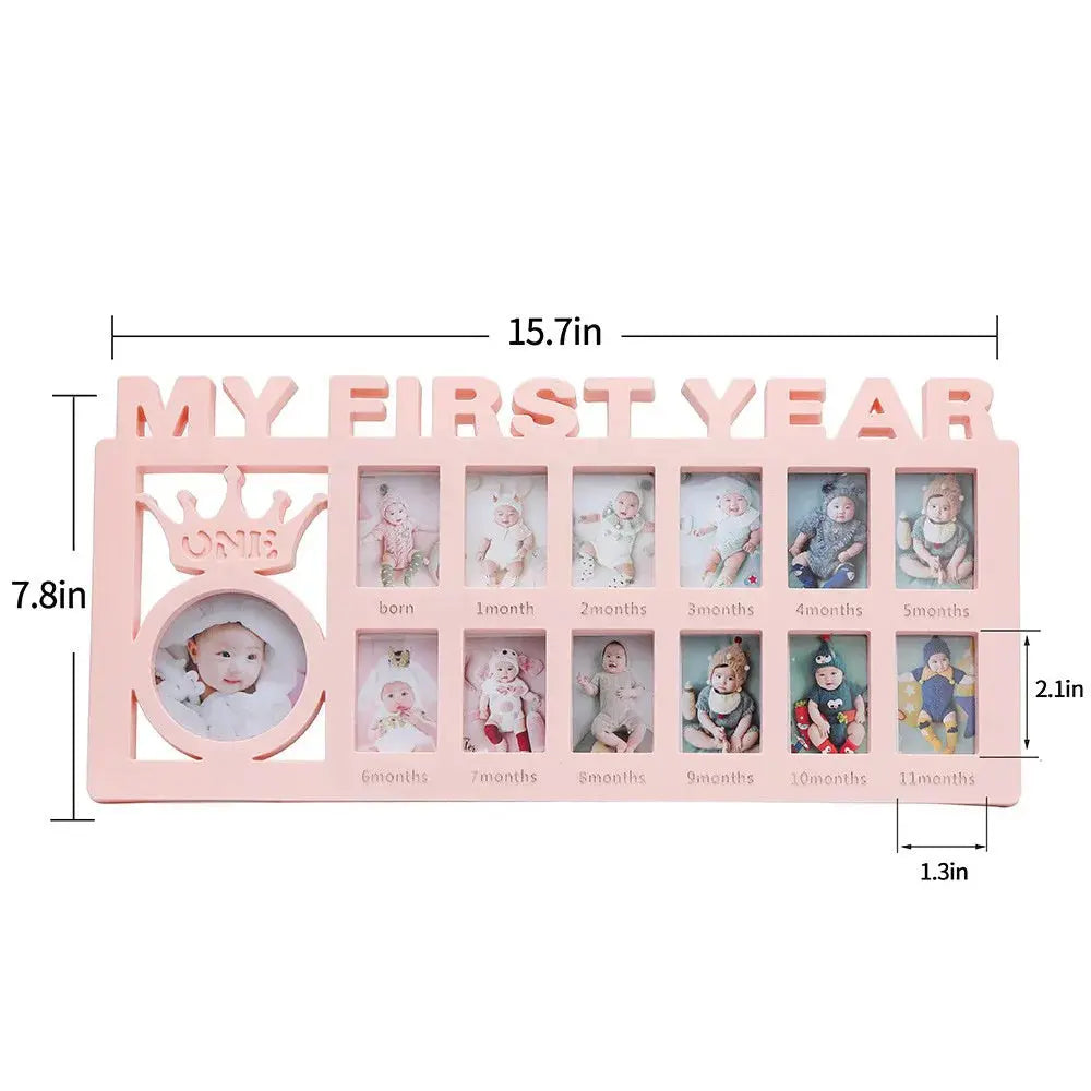 Ylsteed My First Year Baby Keepsake Picture Frame 0-12 Month Monthly Growth Photo Frame Souvenirs Newborn Photography Props Nova Trendz