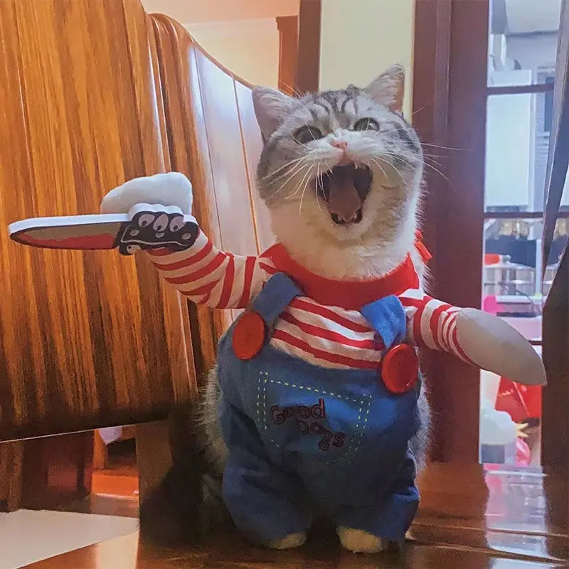 Funny Cat Clothes Halloween Cosplay Costumes For Small Medium Dog Cats Creative Pet Party Kitten Jumpsuits Soft Warm Cat Coat - Nova Trendz