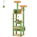 184cm Large Cat Tree Tower for Indoor Cats With Sisal-Covered Scratching Posts Spacious Hammock Padded Perches and Condos Green - Nova Trendz
