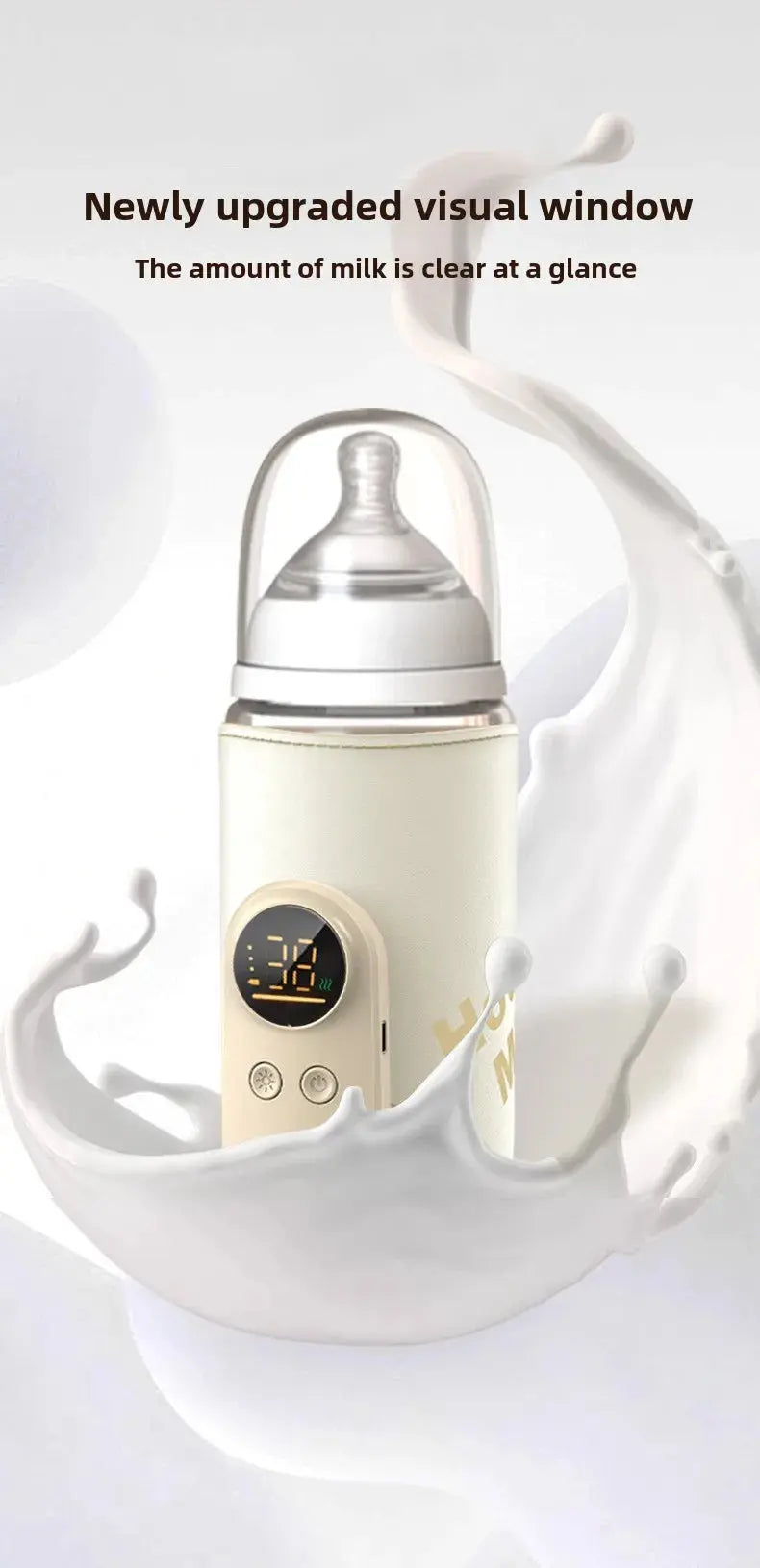 USB Multifunctional High-capacity Baby Feeding Bottle Smart Temperature Control Warmer Screen Newborn Baby Bottle Warmer Sleeve Nova Trendz
