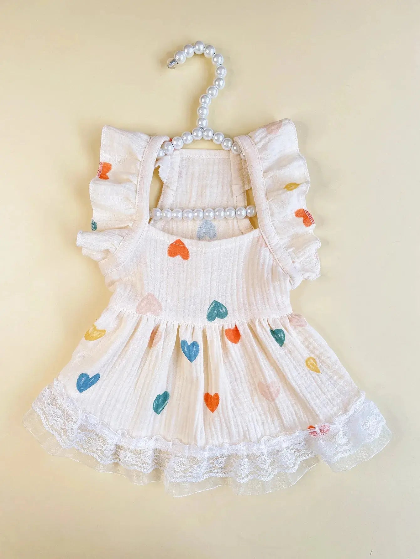 Pet Light Yellow Heart-shaped Little Fly Sleeve Dress Cat and Dog Four Season Vest Puppy Clothes Dog Dresses for Small Dogs - Nova Trendz