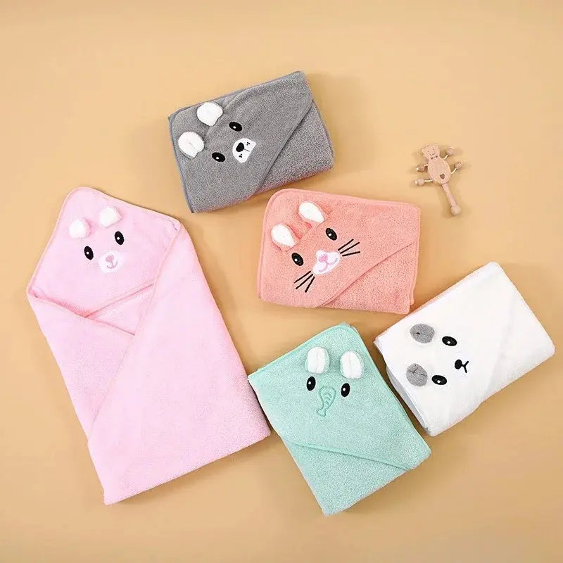 Hooded Coral Velvet Baby Bath Towel Cartoon Baby Elephant Wrap Blanket Super Absorbent Warm Bathrobe Newborn Baby Bath Towel Nova Trendz
