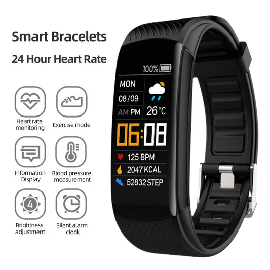 Smart Watch Waterproof Sport Smartwatch Heart Rate/Blood Pressure/Blood Oxygen Monitor USB Direct Charging for Outdoor Exercises
