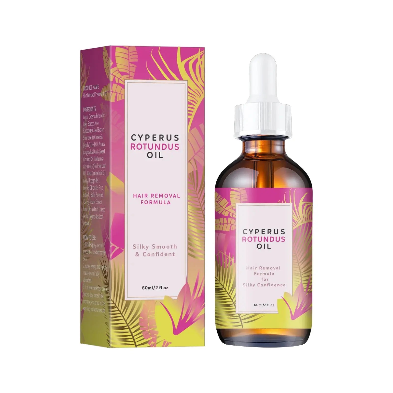 Hair Removal Oil 60ml - Natural Hair Growth Inhibitor with Jojoba & Almond Oil, Gentle Formula for Smooth Skin, All Skin Types Nova Trendz