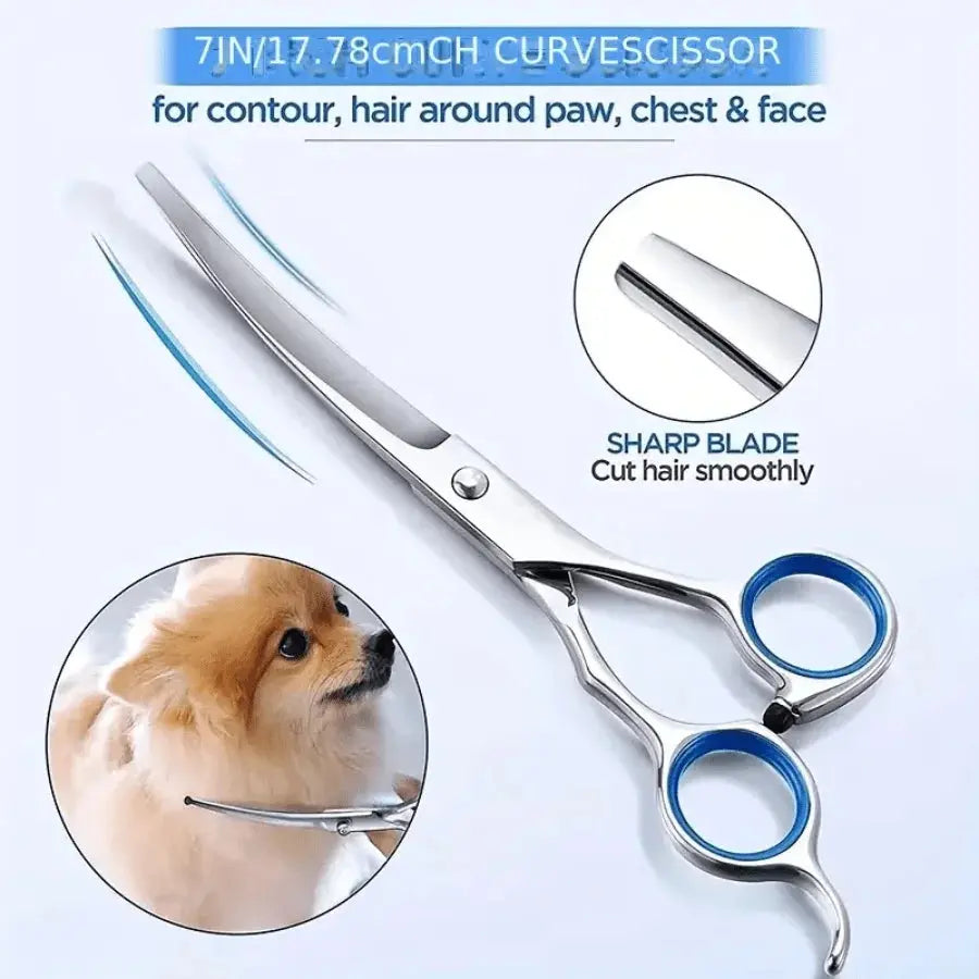 Dog Grooming Scissors Kit Professional Pet Cleaning And Grooming Tool Set- Safety Round Tip Stainless Steel hair scissors - Nova Trendz