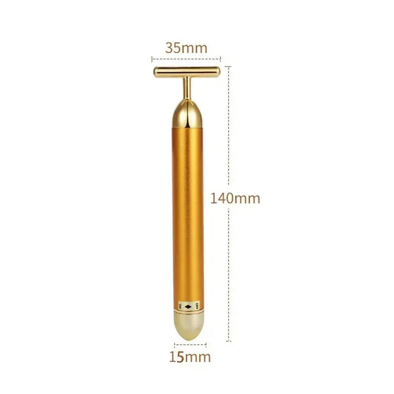 24K Gold Beauty Bar Face Massager Electric Vibrating Rose Quartz 3D Roller Face Lifting Body Facial Gua Sha Jade Roller Nova Trendz