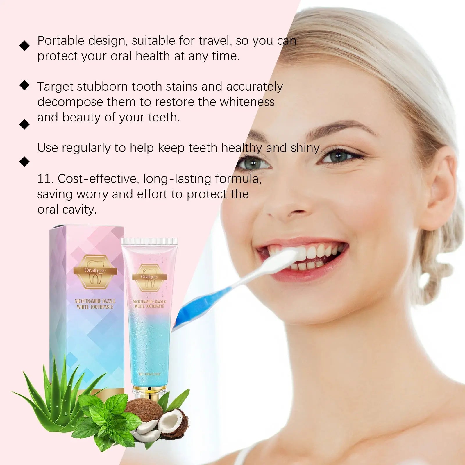 Niacinamide Whitening Toothpaste Dental Stains Removing Prevent Bad Breath Oral Cleaning Refreshing Reduces Plaque Toothpaste - Nova Trendz