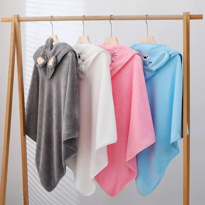 Hooded Coral Velvet Baby Bath Towel Cartoon Baby Elephant Wrap Blanket Super Absorbent Warm Bathrobe Newborn Baby Bath Towel Nova Trendz