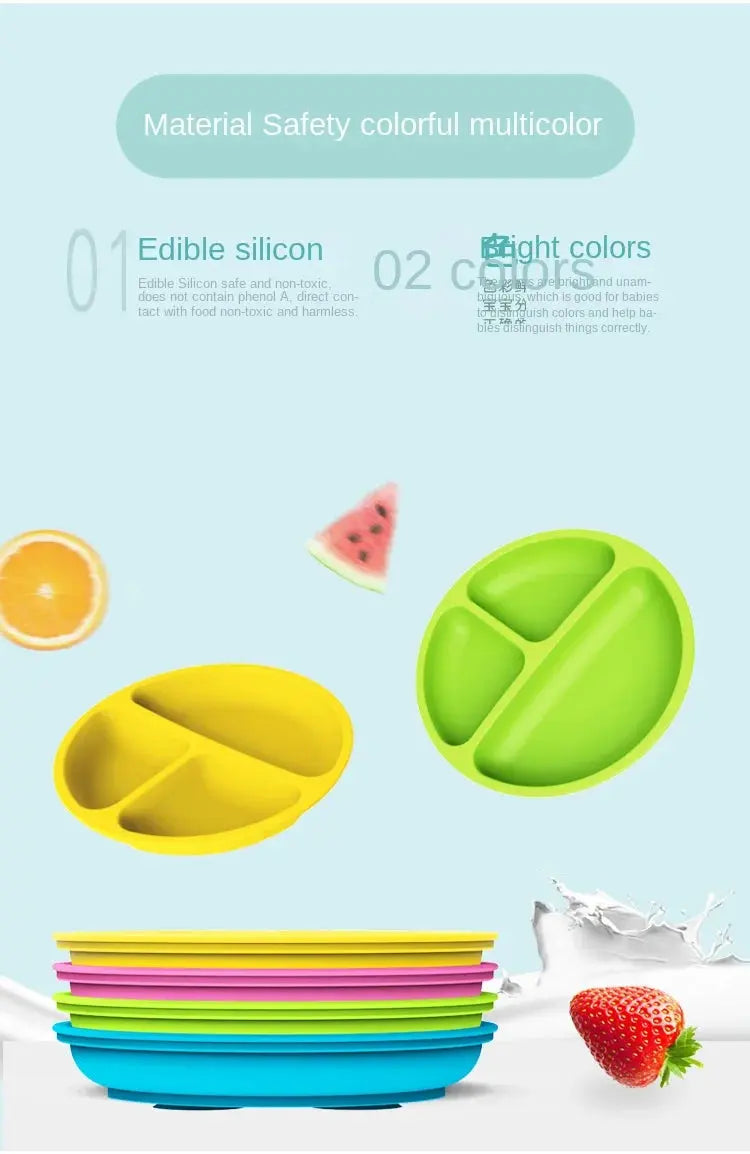 Baby Safe Silicone Dining Plate Suction Cartoon Children Dishes Feeding Toddler Training Tableware Retro Kids Smile Face Bowl Nova Trendz