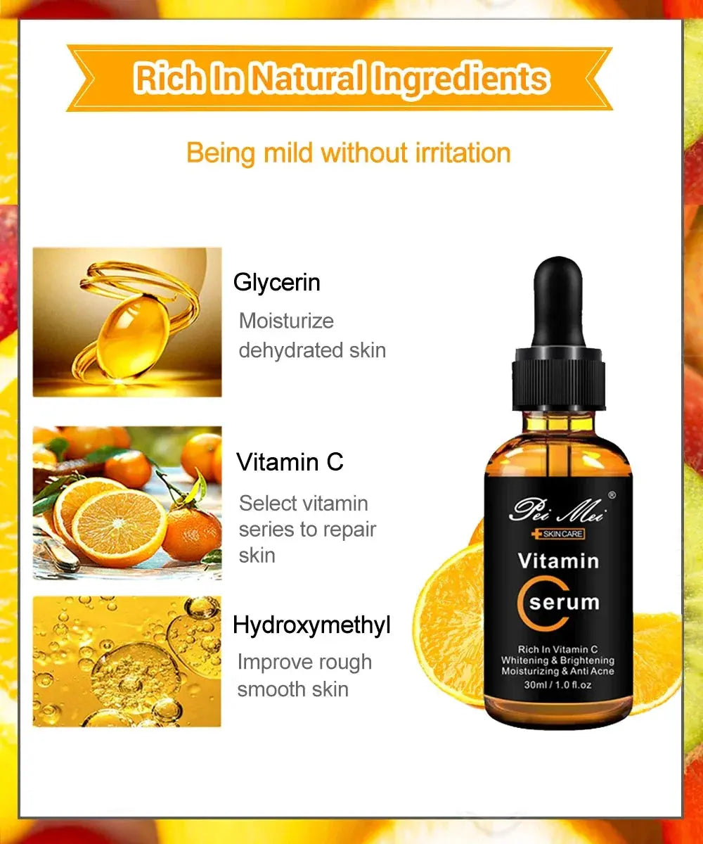 Skincare Products Vitamin C Facial Serum Brighten Skin Lighten Spots Hyaluronic Acid Face Essence Skin Care Products 30ml Nova Trendz