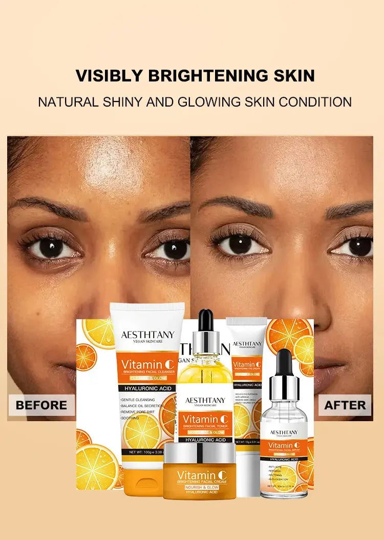 Natural Vitamin C Skin Care Set Moisturizing Hyaluronic Acid Skin Care Kit 5PCS Women Beauty Set Nova Trendz