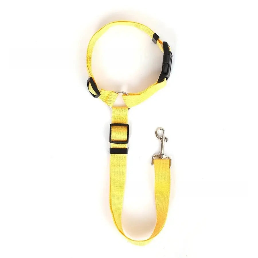 Solid Color Two-in-one Pet Car Seat Belt Nylon Lead Leash Backseat Safety Belt Adjustable Dogs Harness Collar Pet Accessories - Nova Trendz