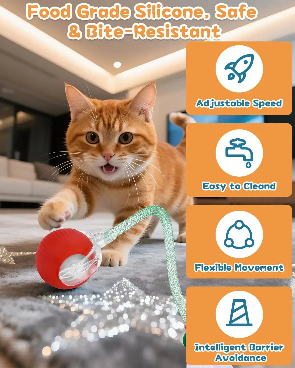 Cat Interactive Ball Toy, Automatic Rolling Ball with Tail, Rechargeable Smart Pet Interactive Toy, Intelligent Mouse for Cat - Nova Trendz