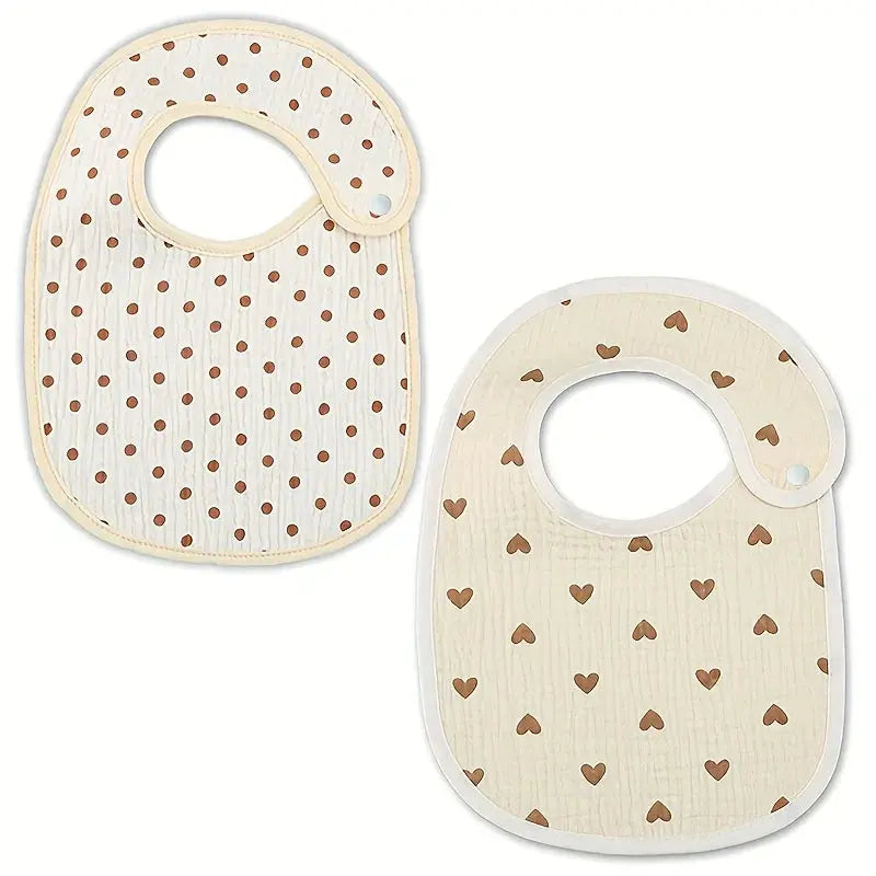 2pcs Newborn Baby Cotton Gauze Bibs Waterproof Infant Boys Girls Burp Cloths Printing Scarf Toddler Saliva Towel Feeding Stuff Nova Trendz