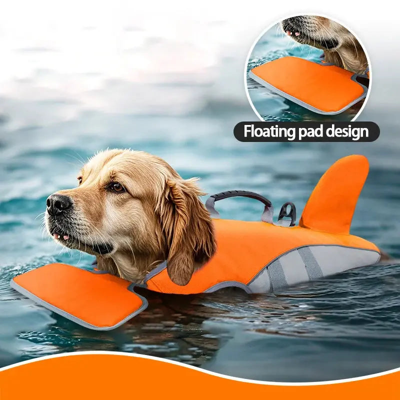 New Pet Swimming Life Jacket Shark Fin Shape Safety Vest for Dog in Summer Adjustable in Pool or Surfing Drifting Dog Life Vest - Nova Trendz