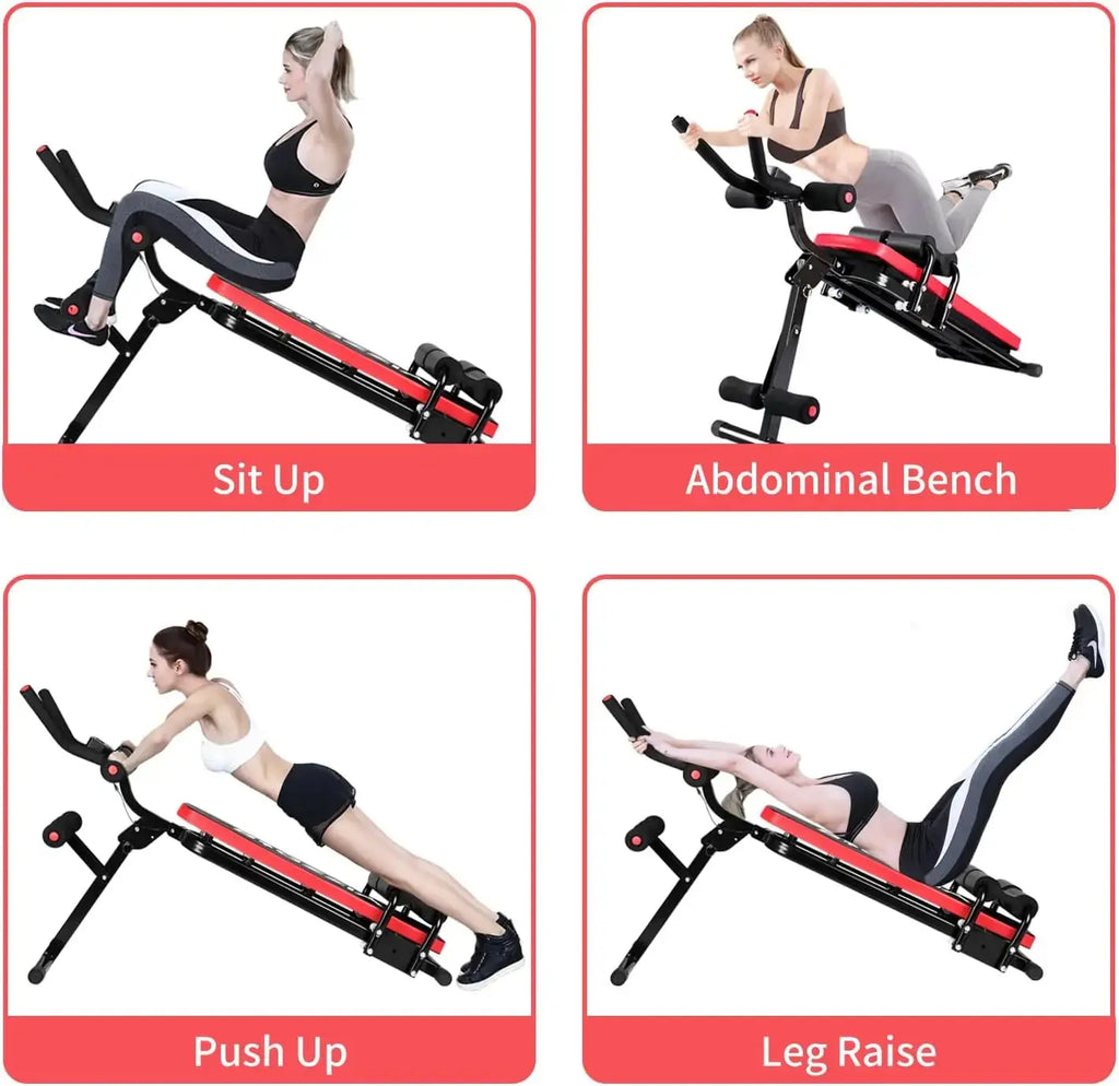 Adjustable Ab Exercise Bench, Abdominal Workout Machine Foldable Sit Up Bench, Full Body Exercise Equipment with LCD Monitor Nova Trendz