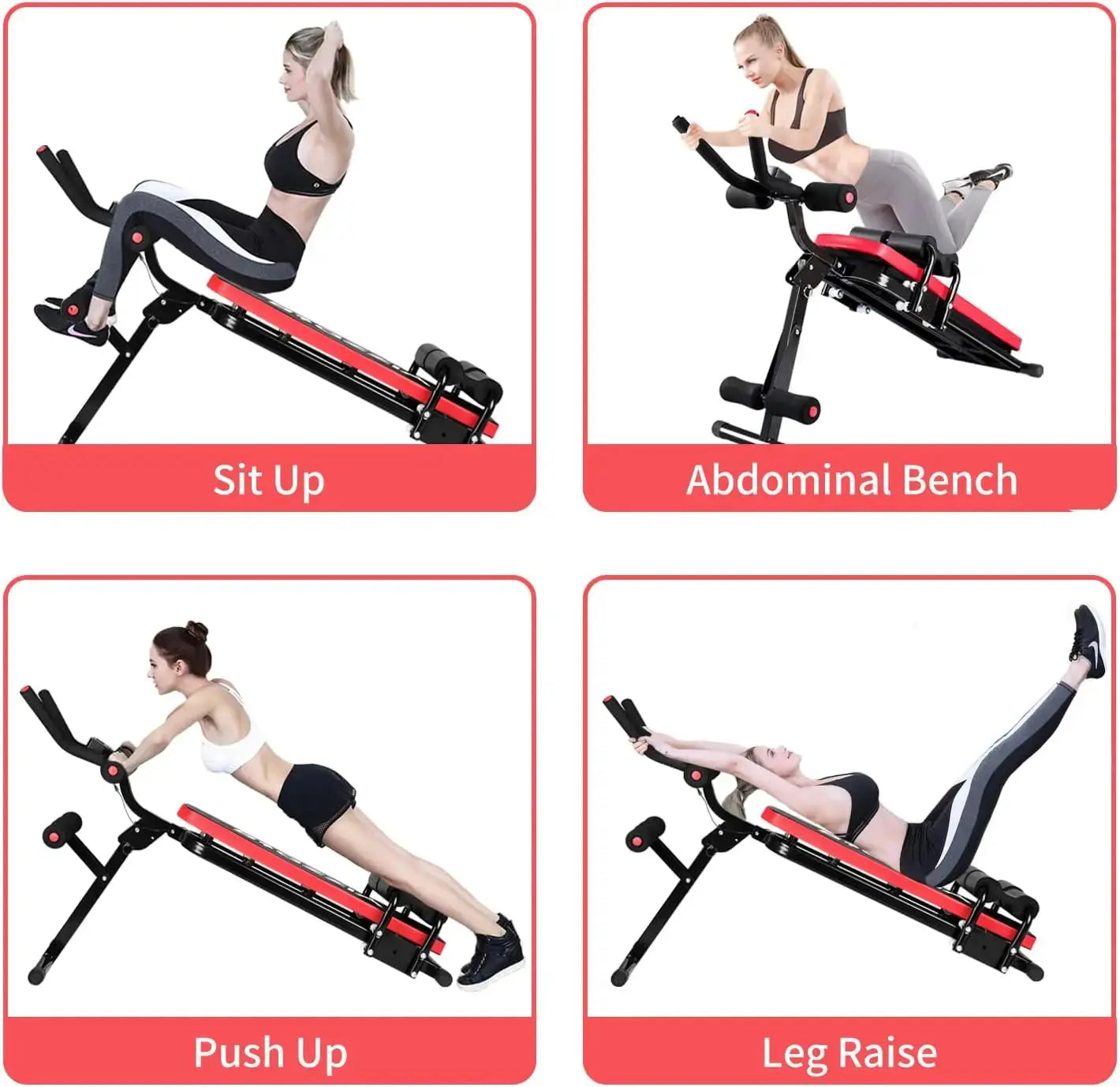 Adjustable Ab Exercise Bench, Abdominal Workout Machine Foldable Sit Up Bench, Full Body Exercise Equipment with LCD Monitor Nova Trendz