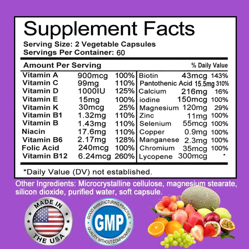Men's Daily Multivitamin - 22 Vitamins & Minerals, Dietary Supplement for Immunity, Energy, Digestion, Skin, and Overall Health Nova Trendz
