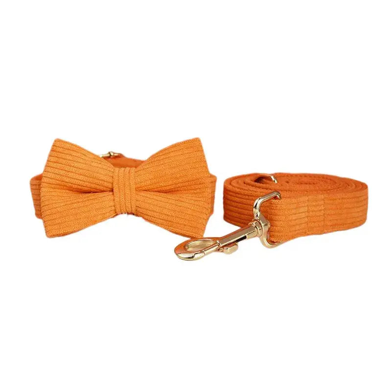 Orange Corduroy Dog Collar And Leash Set For Dogs Custom Engraved Nameplate Pet Supplies Dog Leash Corduroy11 Nova Trendz