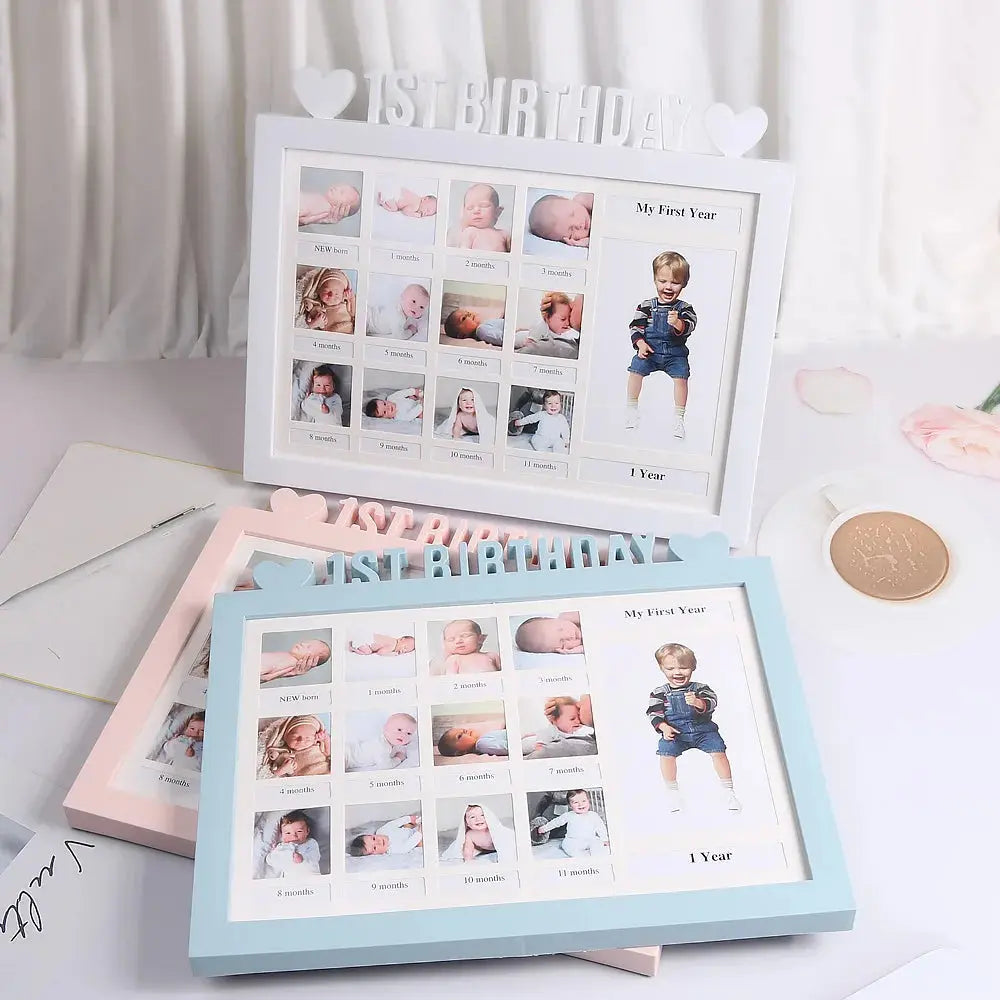 Ylsteed Baby 1ST BIRTHDAY Photo Frame Newborn 12 Month Growth Record Heart Shaped Photo Frame Infant Keepsakes Picture Album Nova Trendz