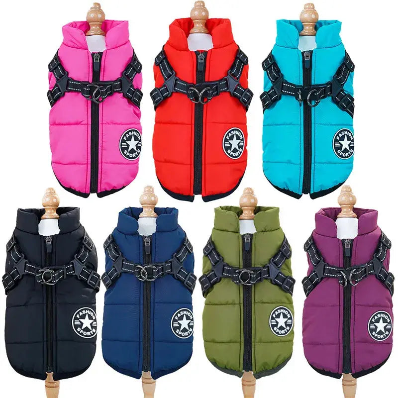 Pet Dog Coat with Harness Winter Cat Waterproof Coat Zipper Dog Jacket with Reflective Harness for Smal Medium Large Dogs - Nova Trendz