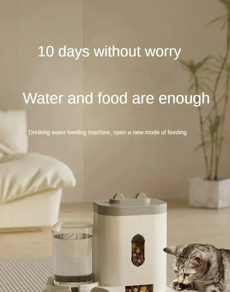 Automatic Feeder Dog Cat Food Bowl With Water Fountain Large Capacity Pet Food Storage Dispenser Container Puppy Pet Accessories - Nova Trendz