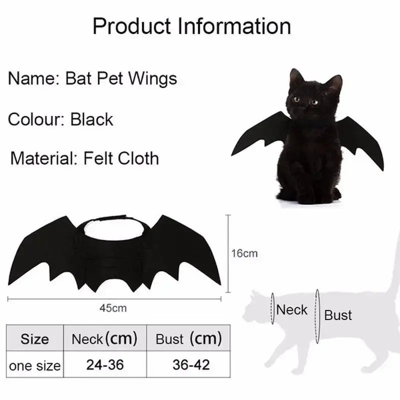 Pet Halloween Cosplay Costume for Dogs Cats Puppy Kittens Black Bat Wings - Nova Trendz